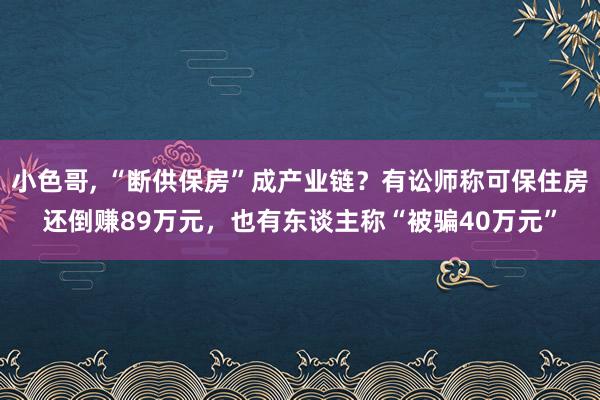 小色哥, “断供保房”成产业链?有讼师称可保住房还倒赚89万元,也有东谈主称“被骗40万元”