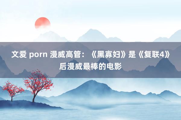 文爱 porn 漫威高管:《黑寡妇》是《复联4》后漫威最棒的电影