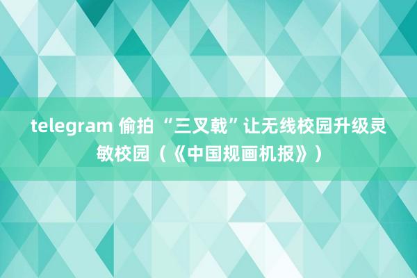 telegram 偷拍 “三叉戟”让无线校园升级灵敏校园(《中国规画机报》)