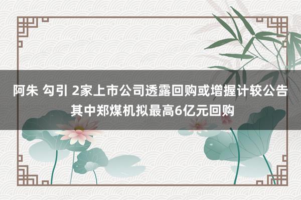 阿朱 勾引 2家上市公司透露回购或增握计较公告 其中郑煤机拟最高6亿元回购