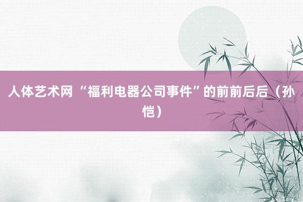人体艺术网 “福利电器公司事件”的前前后后(孙恺)