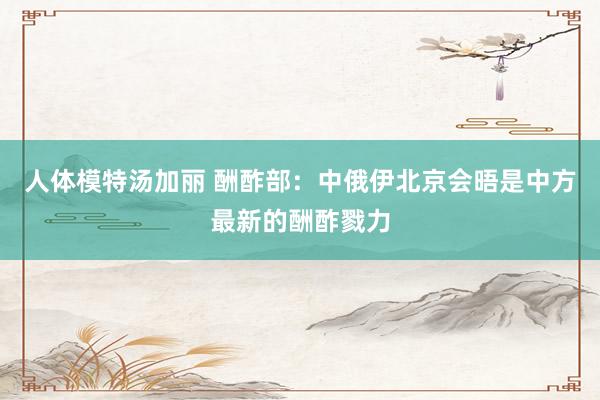 人体模特汤加丽 酬酢部:中俄伊北京会晤是中方最新的酬酢戮力